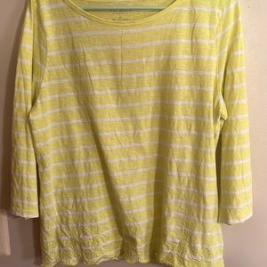 Talbots petites Large 100%cotton yellow shirt women’s stripes